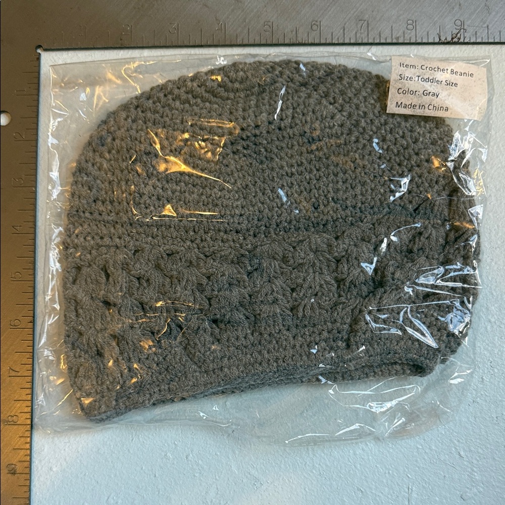 LeLaLo Taupe Crochet Beanie Toddler